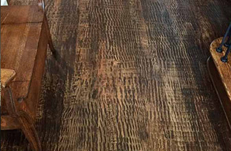 Solid Red Oak #1 Common – Scraped across the grain - Antique Brown - Semi-Gloss